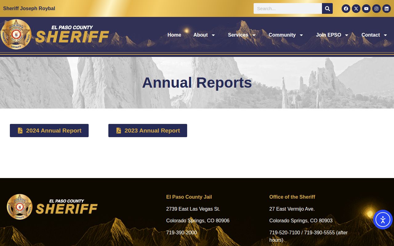 El Paso County 24-hour release detention context from sheriff annual report