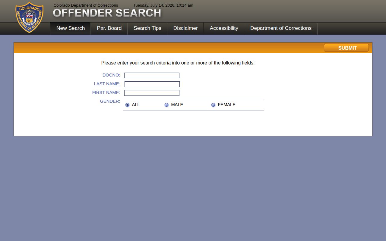 El Paso County release date lookup through CDOC offender search