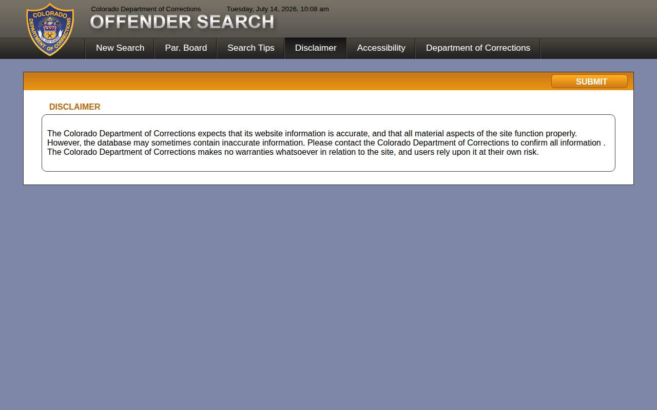 El Paso County release date confirmation through CDOC disclaimer